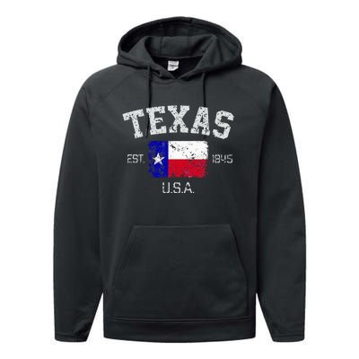 Vintage Texas Austin Est 1845 Souvenir Gift Performance Fleece Hoodie