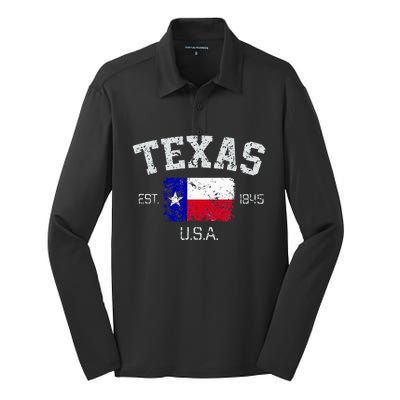 Vintage Texas Austin Est 1845 Souvenir Gift Silk Touch Performance Long Sleeve Polo