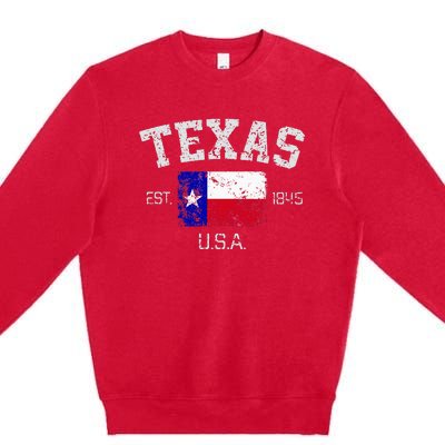 Vintage Texas Austin Est 1845 Souvenir Gift Premium Crewneck Sweatshirt