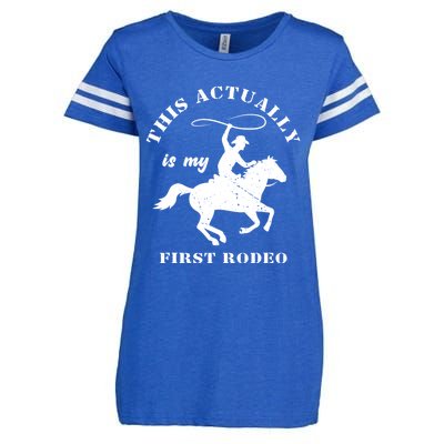 Vintage This Actually Is My First Rodeo Country Life Howdy Enza Ladies Jersey Football T-Shirt