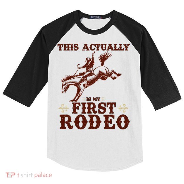 Vintage This Actually Is My First Rodeo Kids Colorblock Raglan Jersey