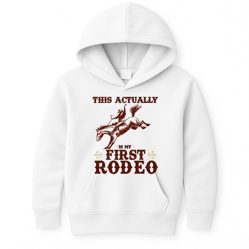 Vintage This Actually Is My First Rodeo Kids Hoodie