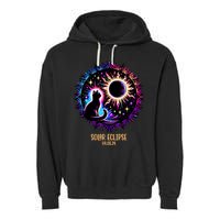 View Totality April 8 2024 Astronomy Cat Lover Solar Eclipse Garment-Dyed Fleece Hoodie