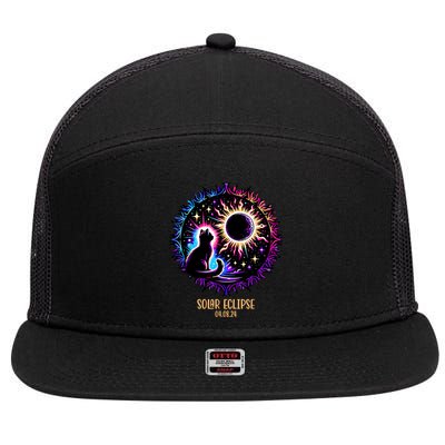 View Totality April 8 2024 Astronomy Cat Lover Solar Eclipse 7 Panel Mesh Trucker Snapback Hat