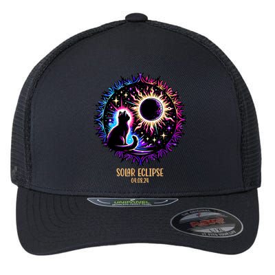 View Totality April 8 2024 Astronomy Cat Lover Solar Eclipse Flexfit Unipanel Trucker Cap