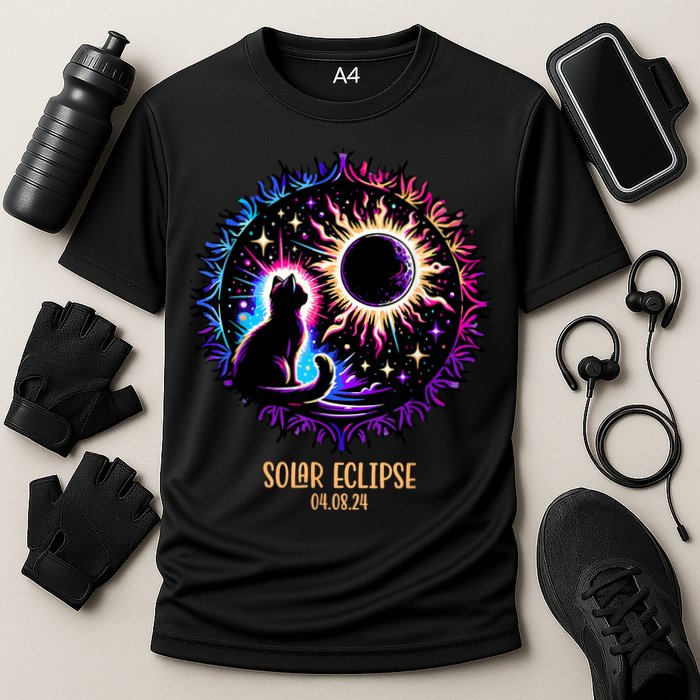 View Totality April 8 2024 Astronomy Cat Lover Solar Eclipse Performance Shirt