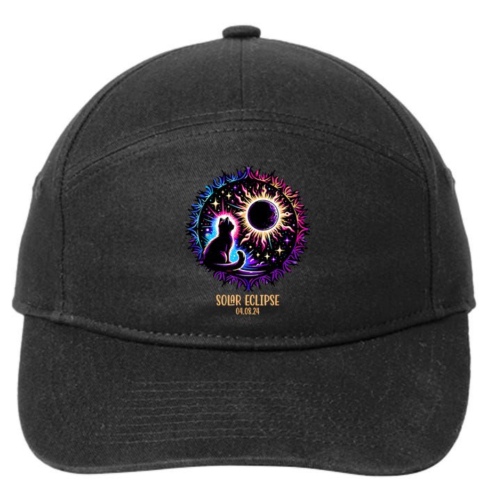 View Totality April 8 2024 Astronomy Cat Lover Solar Eclipse 7-Panel Snapback Hat
