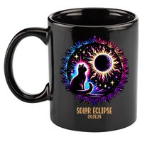 View Totality April 8 2024 Astronomy Cat Lover Solar Eclipse 11oz C Handle Ceramic Mug