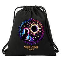 View Totality April 8 2024 Astronomy Cat Lover Solar Eclipse Drawstring Bag
