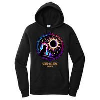 View Totality April 8 2024 Astronomy Cat Lover Solar Eclipse Women's Pullover Hoodie