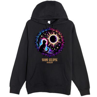 View Totality April 8 2024 Astronomy Cat Lover Solar Eclipse Premium Pullover Hoodie