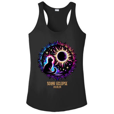 View Totality April 8 2024 Astronomy Cat Lover Solar Eclipse Ladies PosiCharge Competitor Racerback Tank