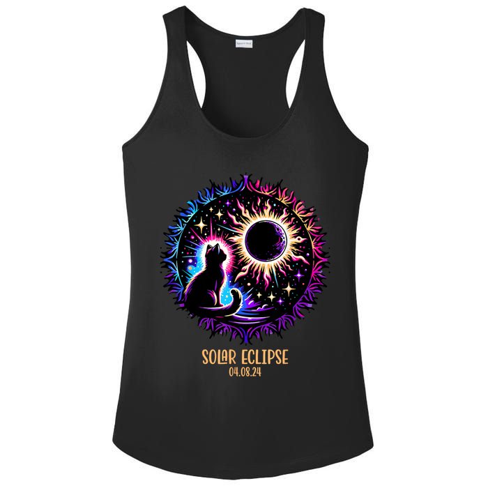 View Totality April 8 2024 Astronomy Cat Lover Solar Eclipse Ladies PosiCharge Competitor Racerback Tank