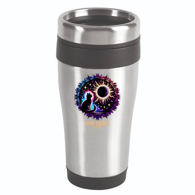 View Totality April 8 2024 Astronomy Cat Lover Solar Eclipse 16oz Travel Tumbler
