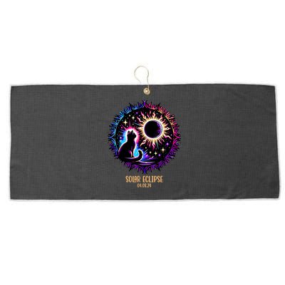 View Totality April 8 2024 Astronomy Cat Lover Solar Eclipse Large Microfiber Waffle Golf Towel