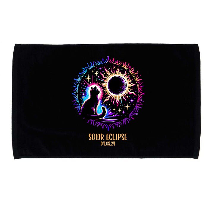 View Totality April 8 2024 Astronomy Cat Lover Solar Eclipse Microfiber Hand Towel