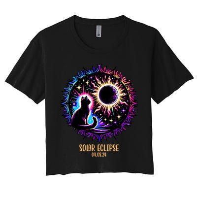View Totality April 8 2024 Astronomy Cat Lover Solar Eclipse Crop Top
