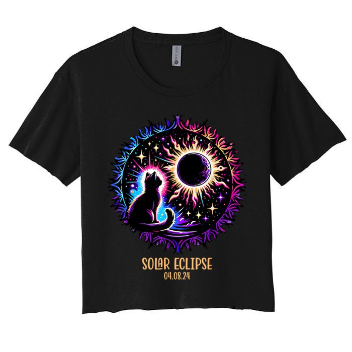 View Totality April 8 2024 Astronomy Cat Lover Solar Eclipse Crop Top