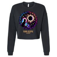 View Totality April 8 2024 Astronomy Cat Lover Solar Eclipse Cropped Pullover Crew