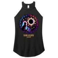 View Totality April 8 2024 Astronomy Cat Lover Solar Eclipse Women's Perfect Tri Rocker Tank