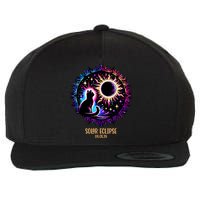 View Totality April 8 2024 Astronomy Cat Lover Solar Eclipse Wool Snapback Cap