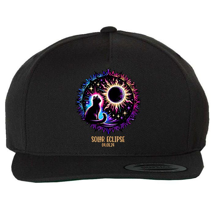 View Totality April 8 2024 Astronomy Cat Lover Solar Eclipse Wool Snapback Cap