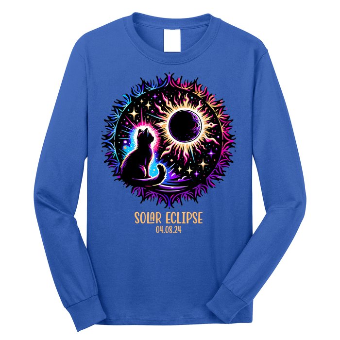 View Totality April 8 2024 Astronomy Cat Lover Solar Eclipse Long Sleeve Shirt