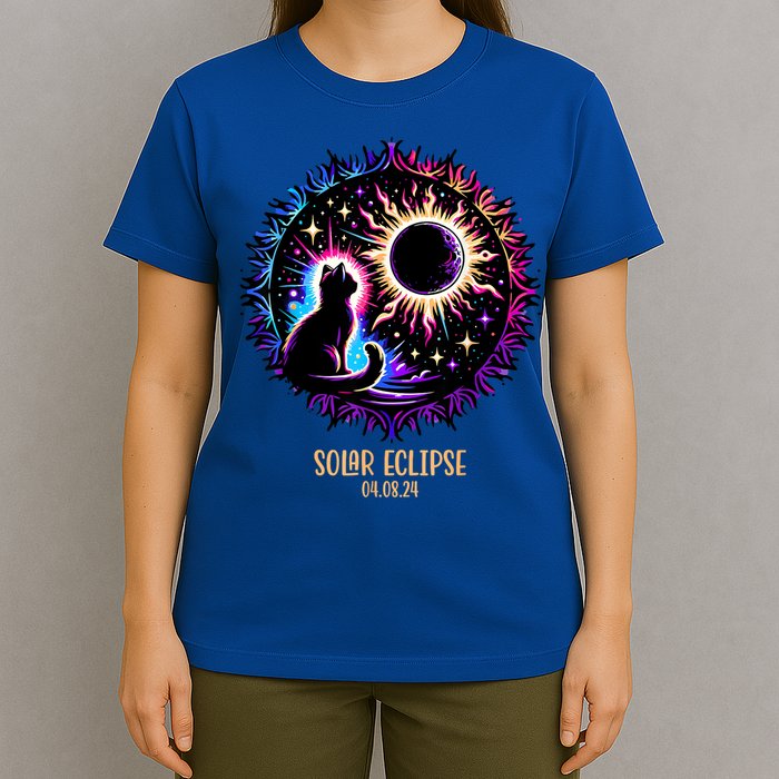 View Totality April 8 2024 Astronomy Cat Lover Solar Eclipse T-Shirt
