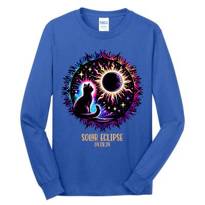 View Totality April 8 2024 Astronomy Cat Lover Solar Eclipse Tall Long Sleeve T-Shirt