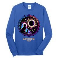 View Totality April 8 2024 Astronomy Cat Lover Solar Eclipse Tall Long Sleeve T-Shirt