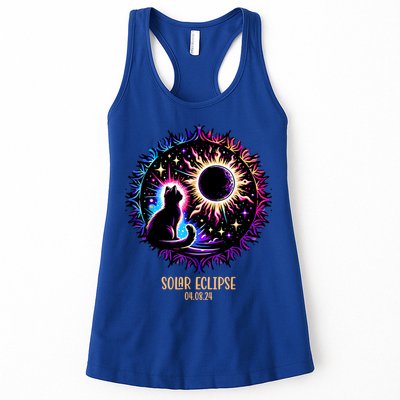 View Totality April 8 2024 Astronomy Cat Lover Solar Eclipse Womens Tank Top