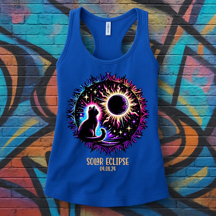 View Totality April 8 2024 Astronomy Cat Lover Solar Eclipse Womens Tank Top
