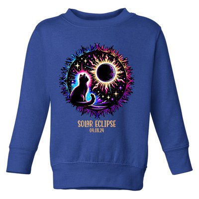 View Totality April 8 2024 Astronomy Cat Lover Solar Eclipse Toddler Sweatshirt