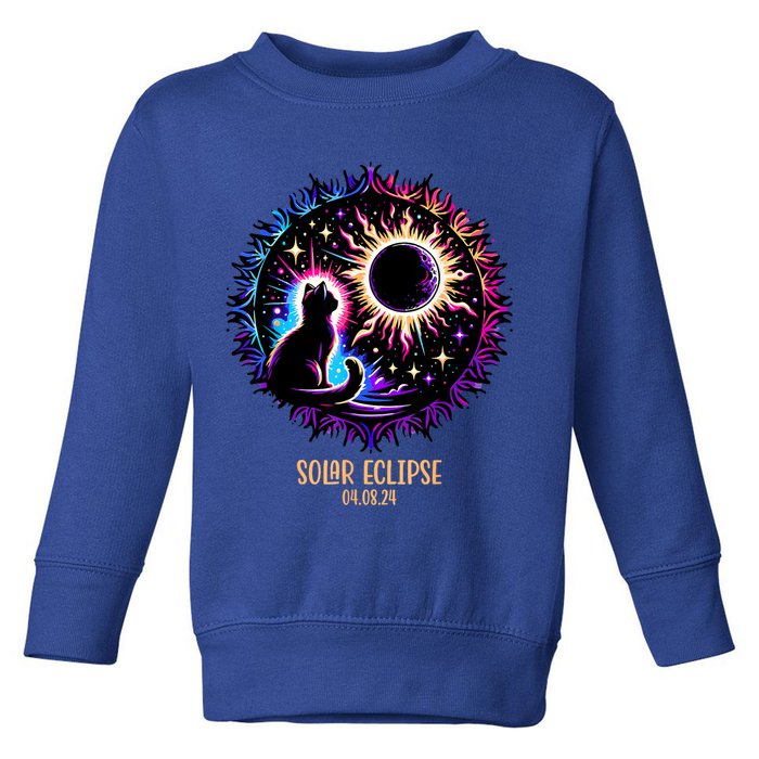 View Totality April 8 2024 Astronomy Cat Lover Solar Eclipse Toddler Sweatshirt