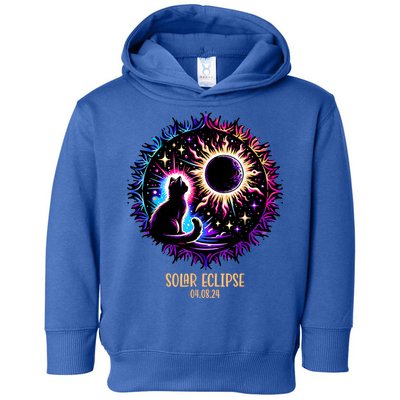 View Totality April 8 2024 Astronomy Cat Lover Solar Eclipse Toddler Hoodie