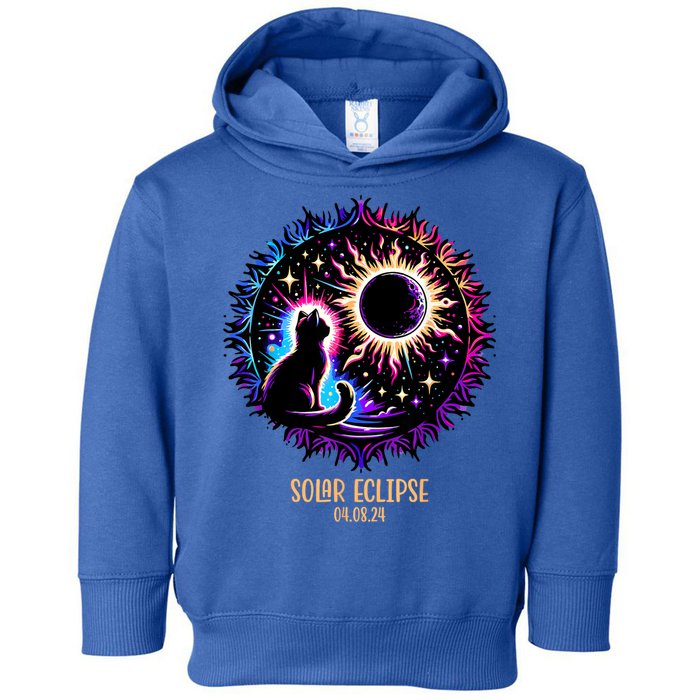 View Totality April 8 2024 Astronomy Cat Lover Solar Eclipse Toddler Hoodie