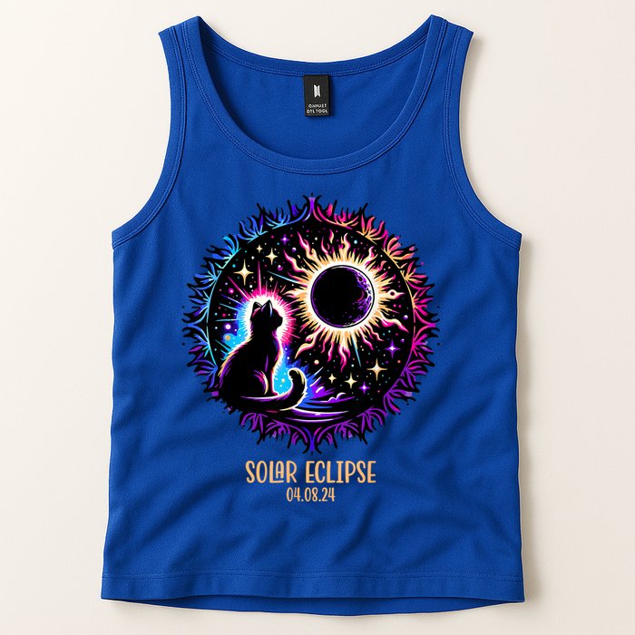 View Totality April 8 2024 Astronomy Cat Lover Solar Eclipse Tank Top