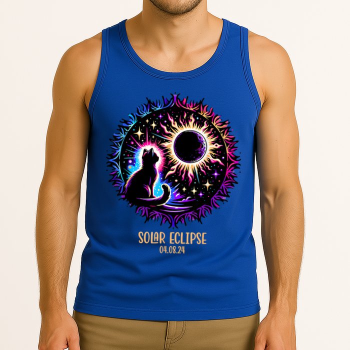 View Totality April 8 2024 Astronomy Cat Lover Solar Eclipse Tank Top