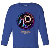 View Totality April 8 2024 Astronomy Cat Lover Solar Eclipse Toddler Long Sleeve Shirt