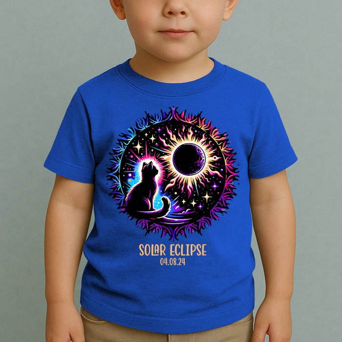 View Totality April 8 2024 Astronomy Cat Lover Solar Eclipse Toddler T-Shirt