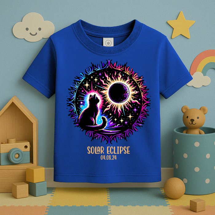 View Totality April 8 2024 Astronomy Cat Lover Solar Eclipse Toddler T-Shirt
