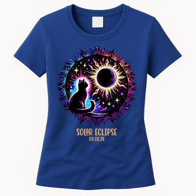 View Totality April 8 2024 Astronomy Cat Lover Solar Eclipse Womens T-Shirt