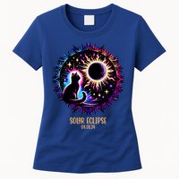 View Totality April 8 2024 Astronomy Cat Lover Solar Eclipse Womens T-Shirt