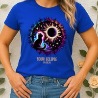 View Totality April 8 2024 Astronomy Cat Lover Solar Eclipse Womens T-Shirt