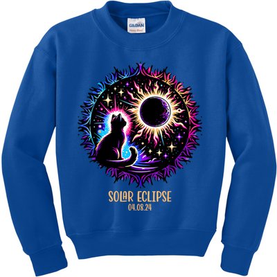 View Totality April 8 2024 Astronomy Cat Lover Solar Eclipse Kids Sweatshirt
