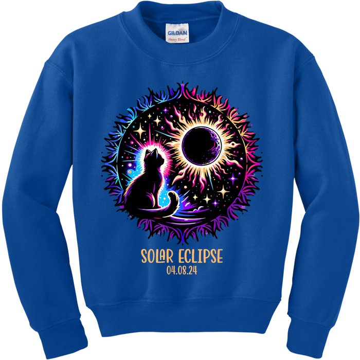 View Totality April 8 2024 Astronomy Cat Lover Solar Eclipse Kids Sweatshirt