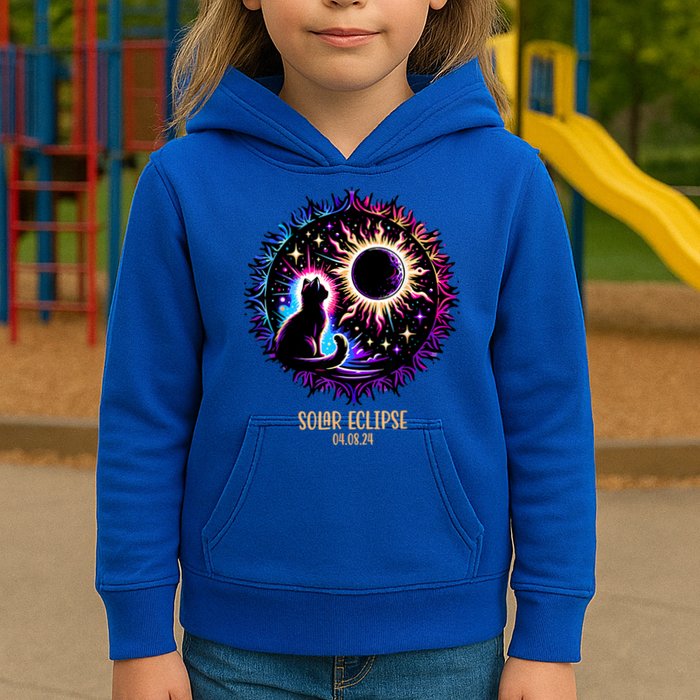 View Totality April 8 2024 Astronomy Cat Lover Solar Eclipse Kids Hoodie
