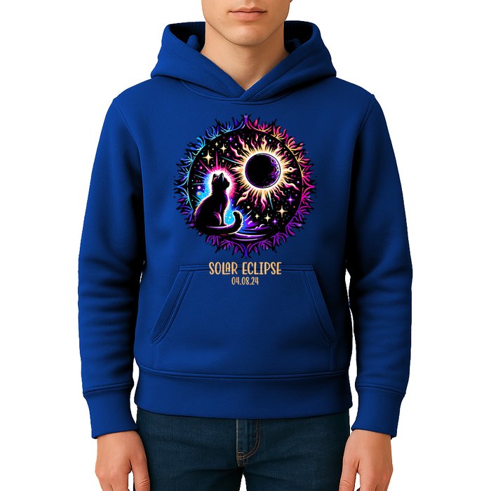 View Totality April 8 2024 Astronomy Cat Lover Solar Eclipse Kids Hoodie