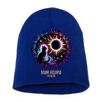 View Totality April 8 2024 Astronomy Cat Lover Solar Eclipse Short Acrylic Beanie