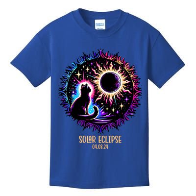View Totality April 8 2024 Astronomy Cat Lover Solar Eclipse Kids T-Shirt